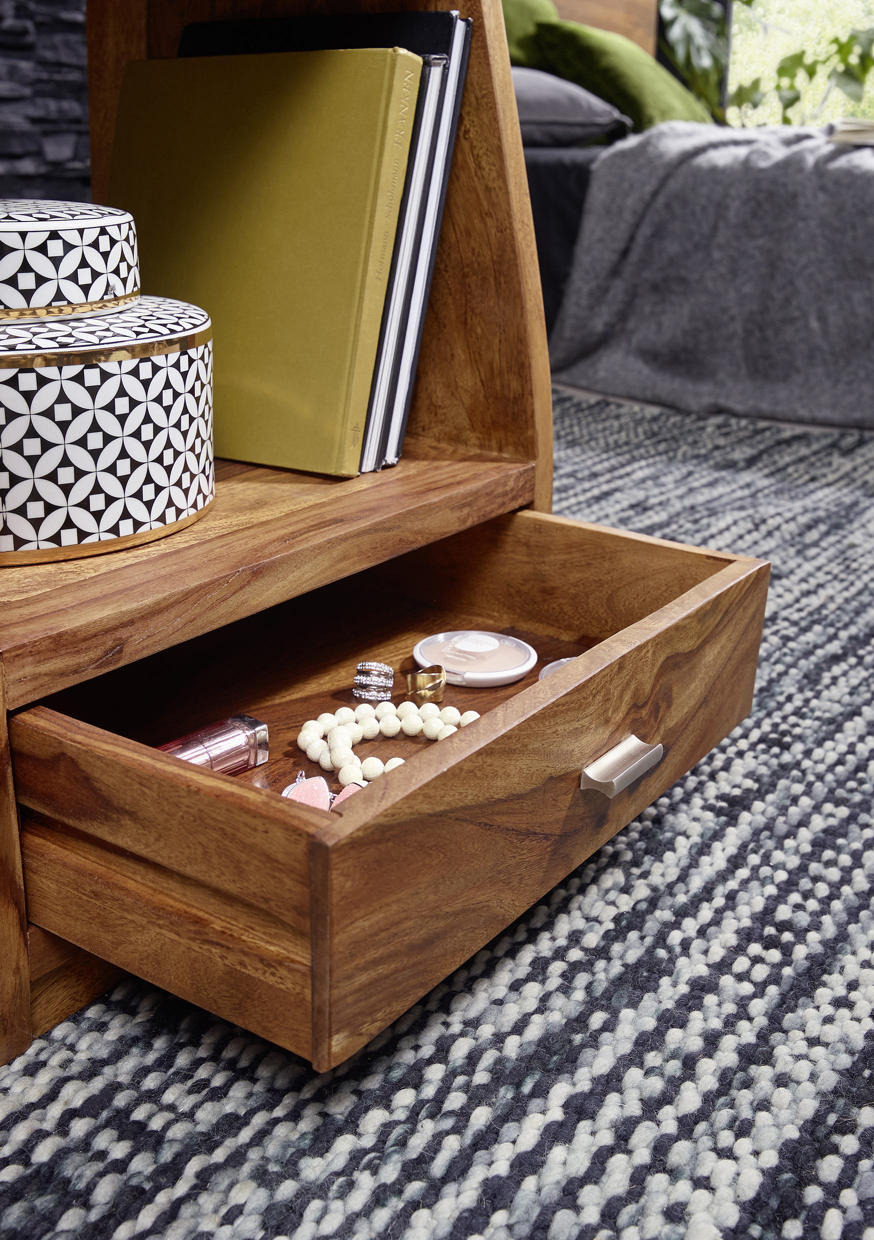 MID.YOU Nachtkästchen Sheesham Massiv H: 53 cm Mumbai