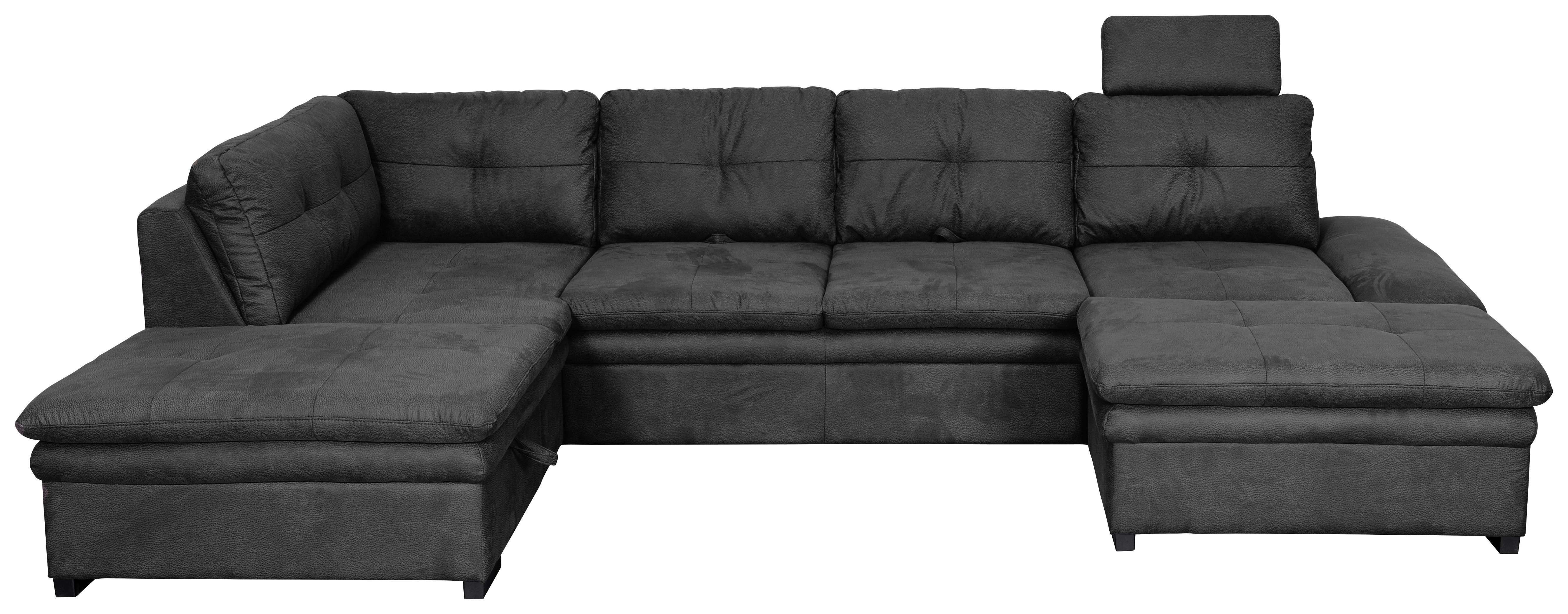 Sedací Souprava U-form Hit - Antracitová - barvy stříbra/antracitová, Design, textil/plast (210/323cm) - Bessagi Home