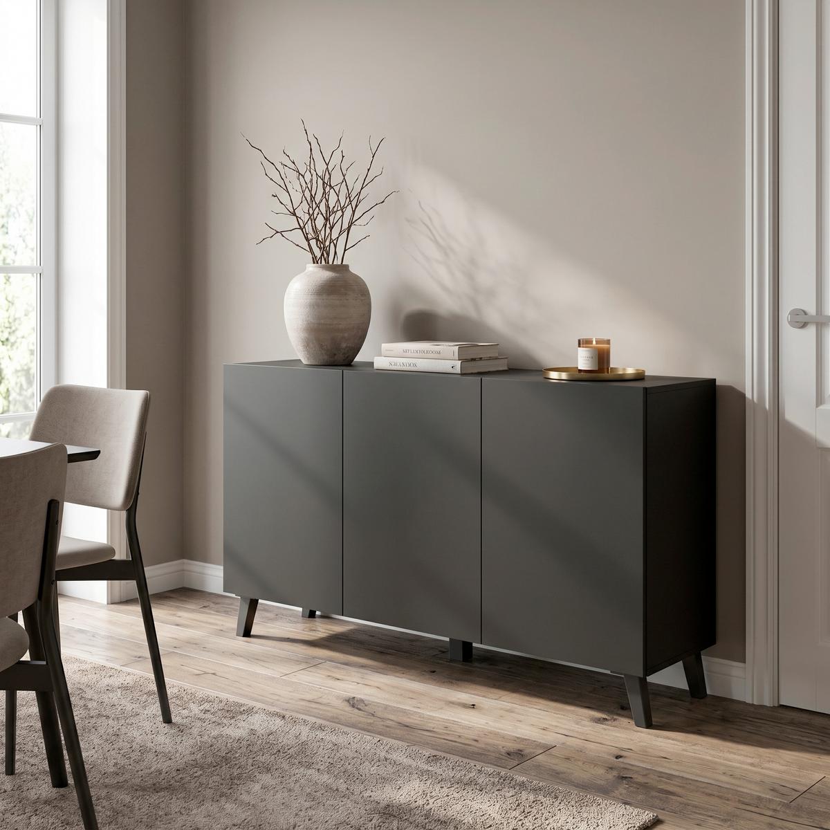 Sideboard Phuket 120 Schwarz B: 120 cm - Schwarz, Design, Holzwerkstoff (120/76/39cm) - P & B