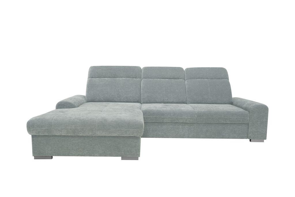 Rohová sedačka MALAGA, ľavá, strieborná ženilka - chrómová/strieborná, Konventionell, kov/drevo (203/286cm) - Ondega