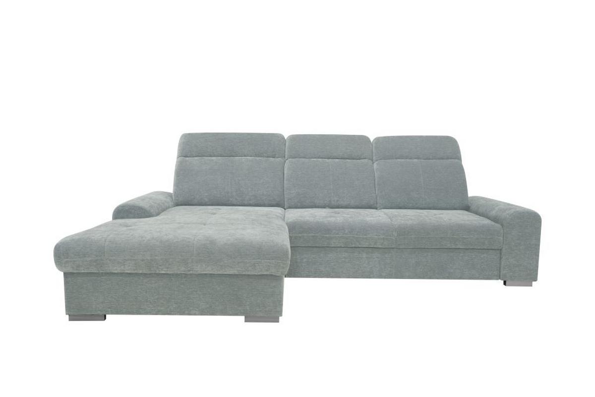 Rohová sedačka MALAGA, ľavá, strieborná ženilka - chrómová/strieborná, Konventionell, kov/drevo (203/286cm) - Ondega