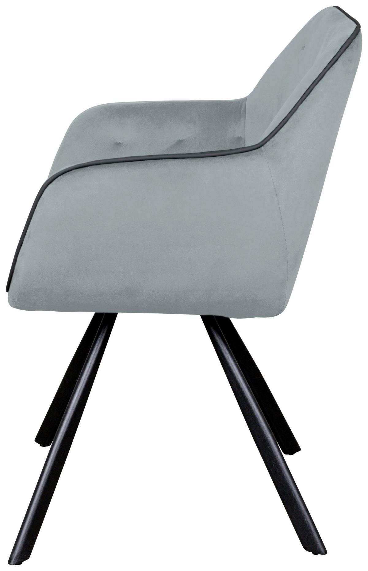 Armlehnstuhl Eann 125 - Schwarz/Grau, MODERN, Textil/Metall (60/85,5/57,5cm) - Kayoom