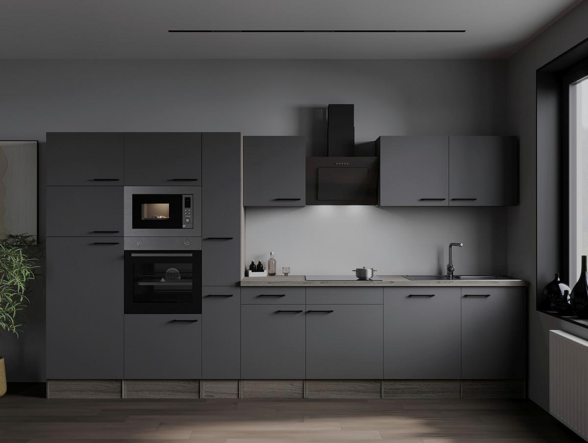 Küchenblock Oliver Grau, Eiche Dekor B: 370 Cm - Eichefarben/Eiche Artisan, Design, Holzwerkstoff (370cm) - Respekta