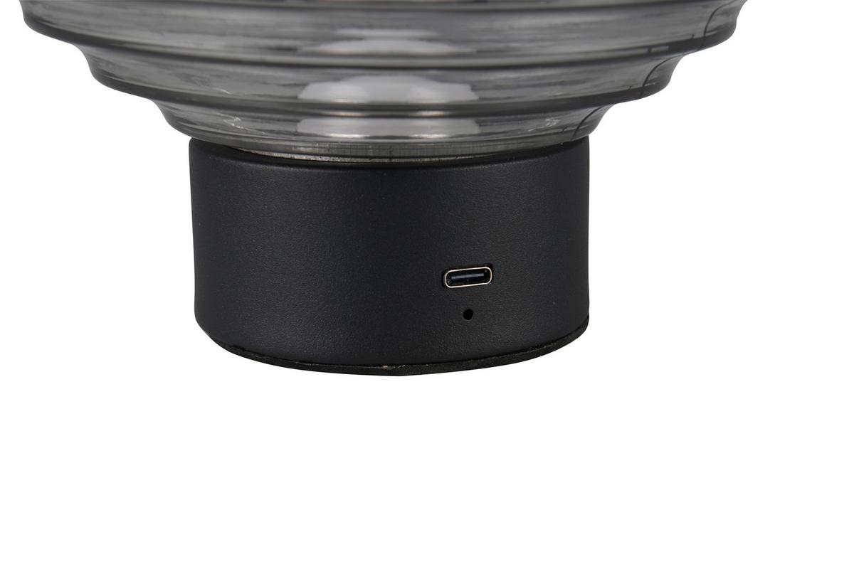 Akku-Tischleuchte R57771154 Earl - Schwarz/Grau, KONVENTIONELL, Glas/Metall (15,5/14,5cm)