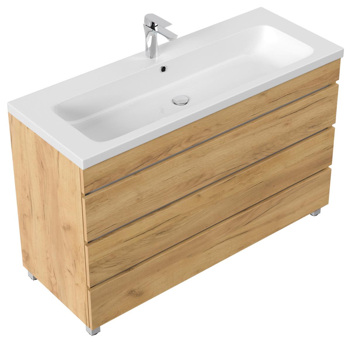 WASCHTISCHKOMBI Fellini, Eichefarben B: 120 cm - Eichefarben/Weiß, Basics, Holzwerkstoff/Stein (120cm) - MID.YOU