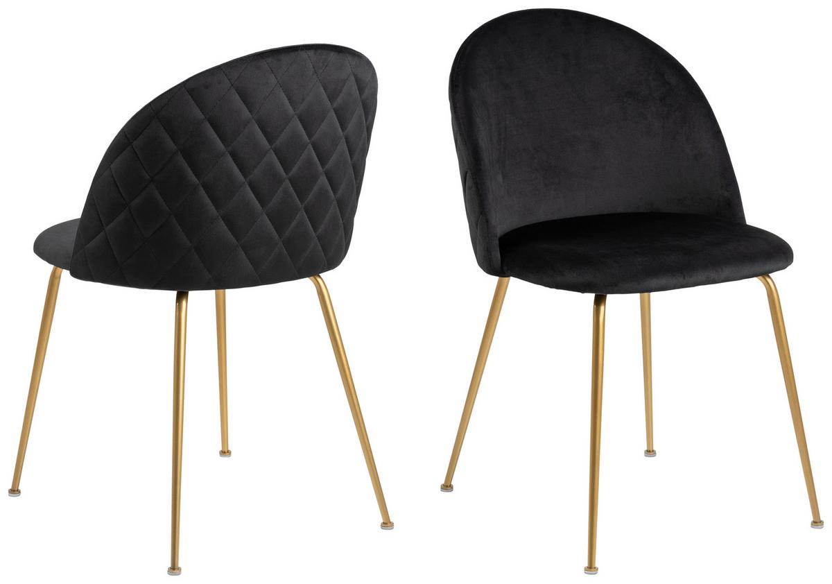 Polsterstuhl Louise Schwarz Gepolstert - Messingfarben/Goldfarben, KONVENTIONELL, Textil/Metall (49,5/80,5/54cm) - Livetastic
