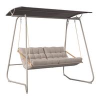 Hollywoodschaukel Bilbao - Dunkelgrau/Beige, MODERN, Textil/Metall (220/151/195cm) - Beldano