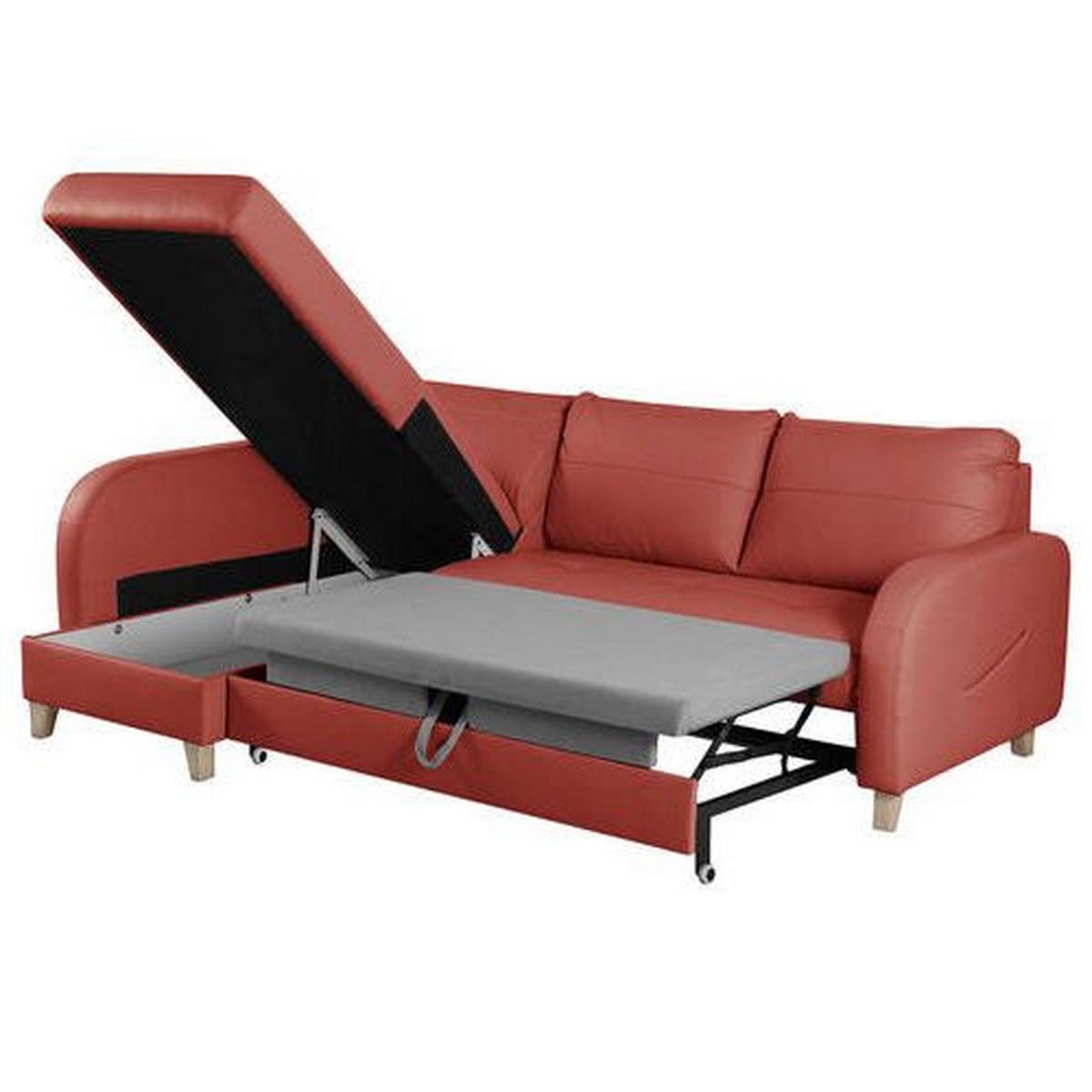 Ecksofa Compact Rot B: 168x227 cm - Buchefarben/Rot, Design, Leder/Textil (168/227cm) - Livetastic