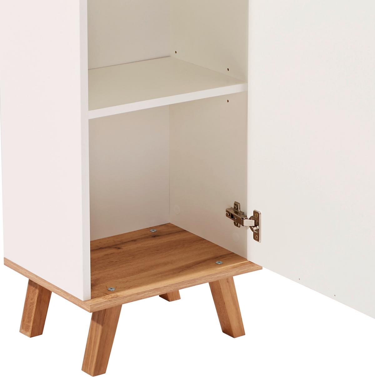 Vysoká skriňa do kupeľne Turin šírka 40cm - biela/dub wotan, Modern, kov/drevo (40/195/30cm)