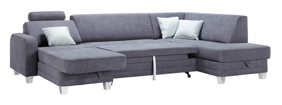 Rohová sedačka MESSINA, pravá, tmavosivá - chrómová/tmavosivá, Modern, textil/plast (165/296/198cm) - Mömax