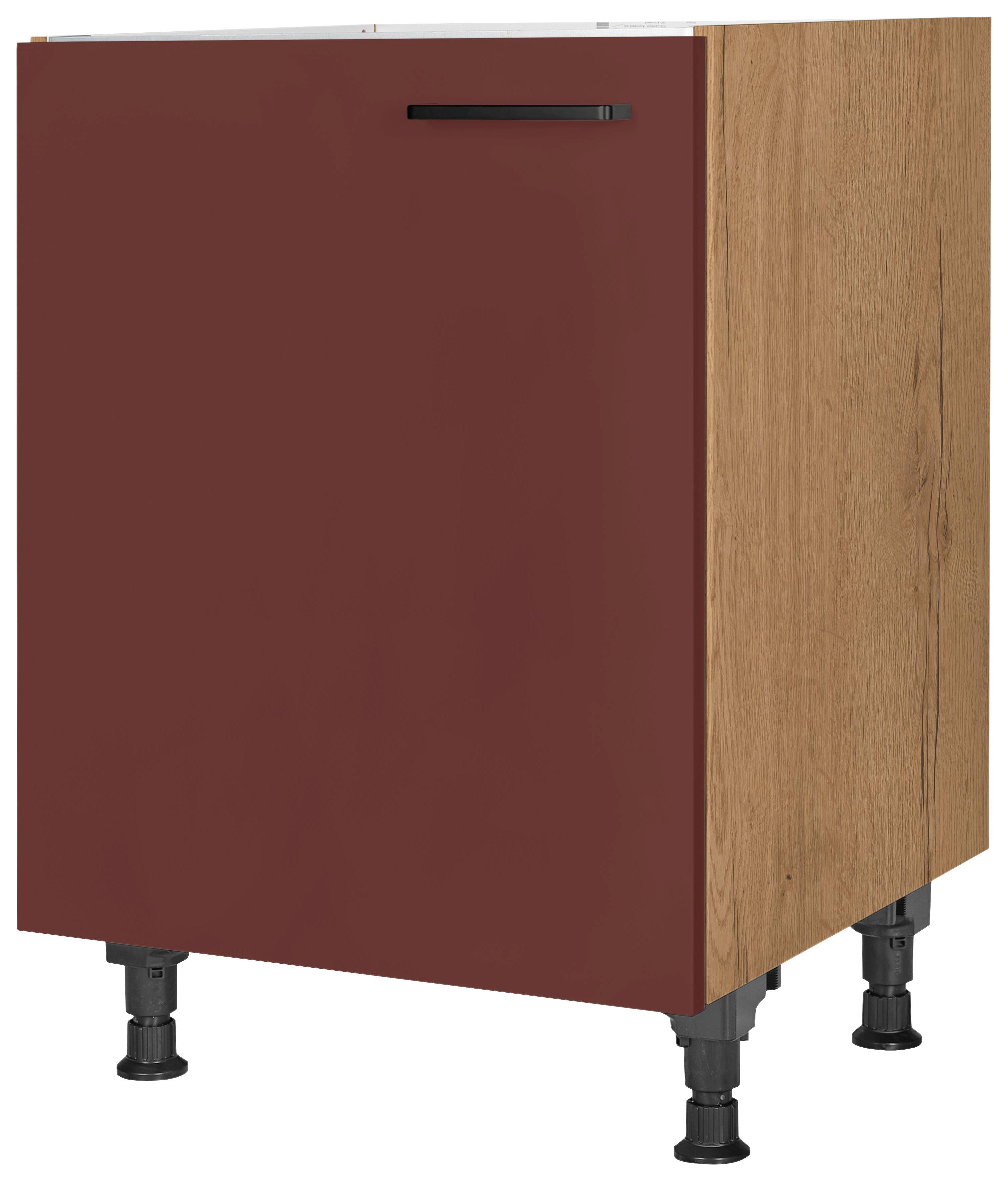 Spülenunterschrank Easytouch - Eichefarben/Rot, MODERN, Holzwerkstoff (60/87/56cm) - Nobilia