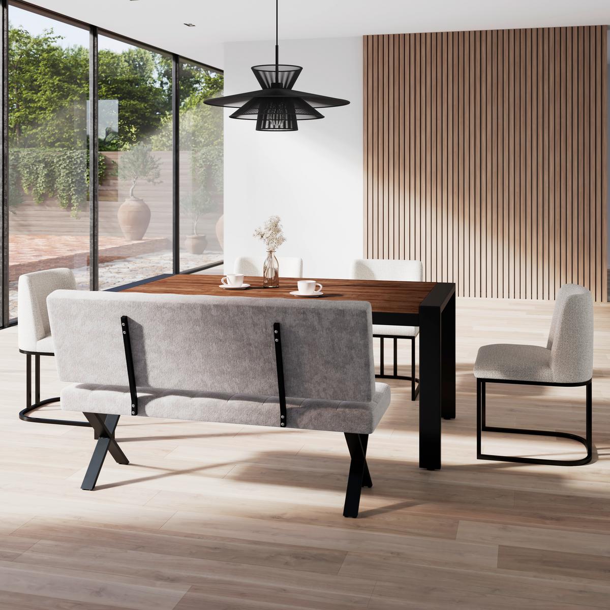 SEDACÍ LAVICE NOVA - černá/světle šedá, Moderní, kov/dřevo (140/97/64cm) - Bessagi Home