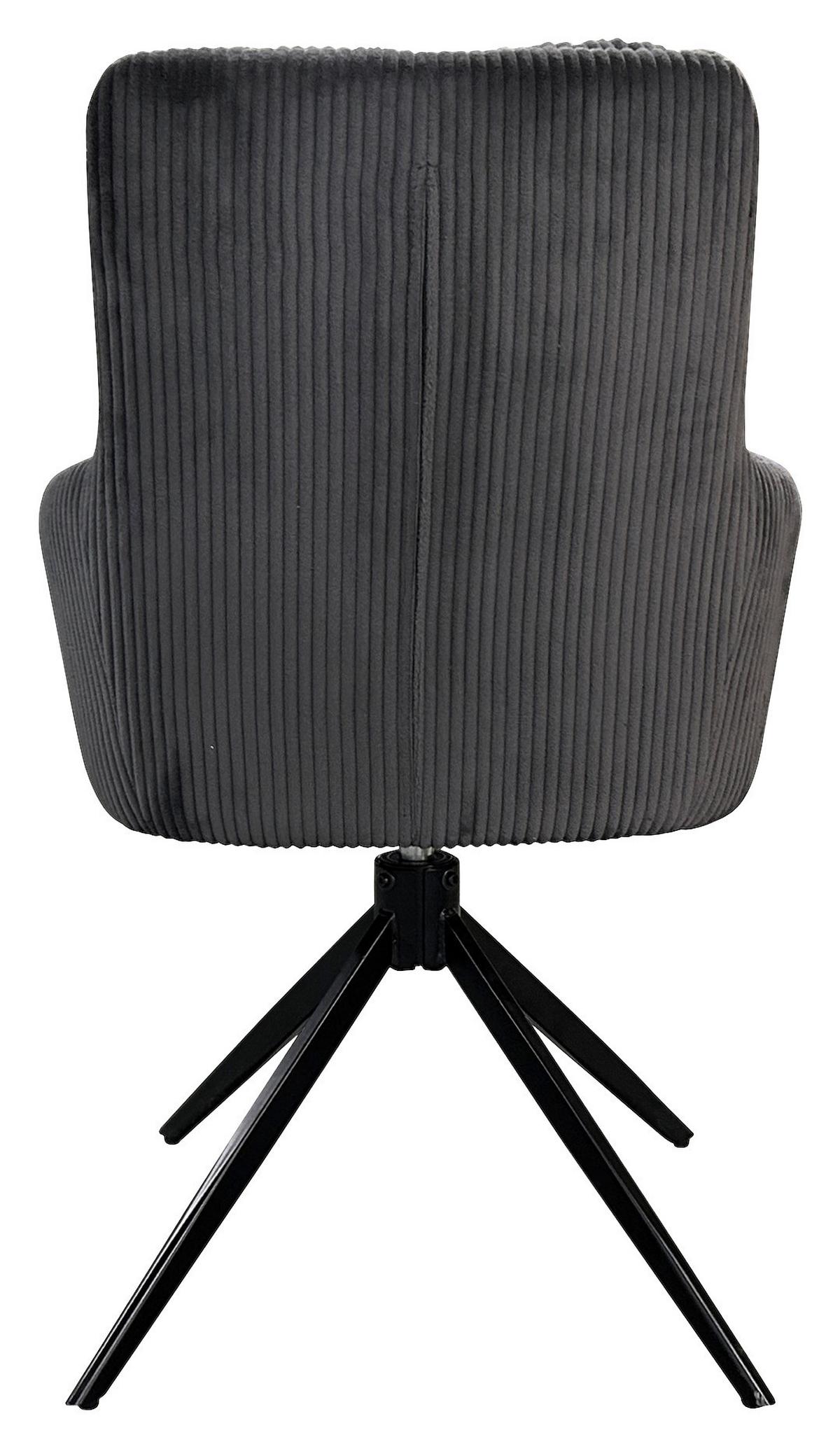 Armlehnstuhl-Set Pura, drehbar, Dunkelgrau 2er - Dunkelgrau/Schwarz, Design, Textil/Metall (58/88/64cm) - MID.YOU