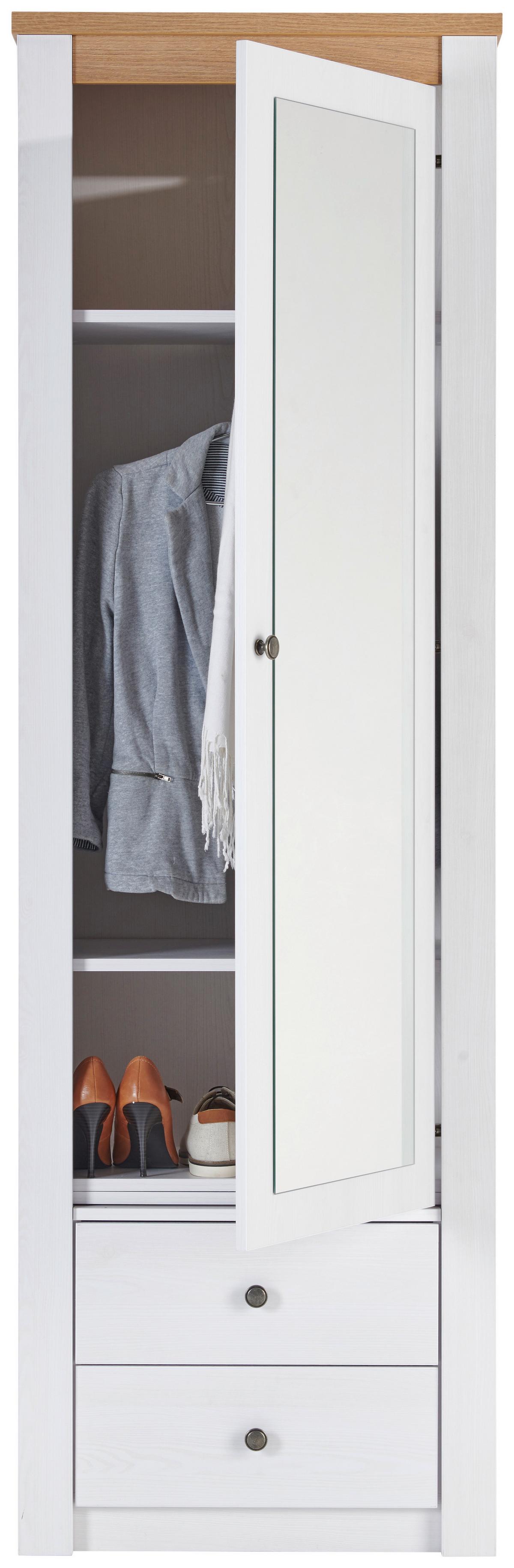 Garderobenschrank Rovigio Weiß, Eiche Dekor B: 62 cm - Eichefarben/Lärchefarben, Basics, Glas/Holzwerkstoff (62,2/196,5/42,5cm) - Landscape
