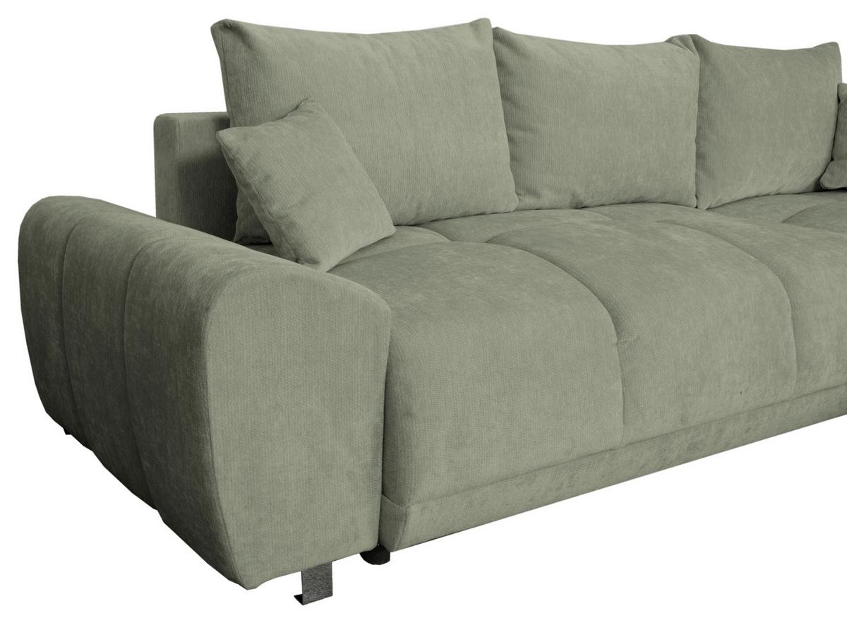 ECKSCHLAFSOFA Ramon, Mintgrün S:296x182cm - Chromfarben/Beige, Trend, Textil (296/182cm)