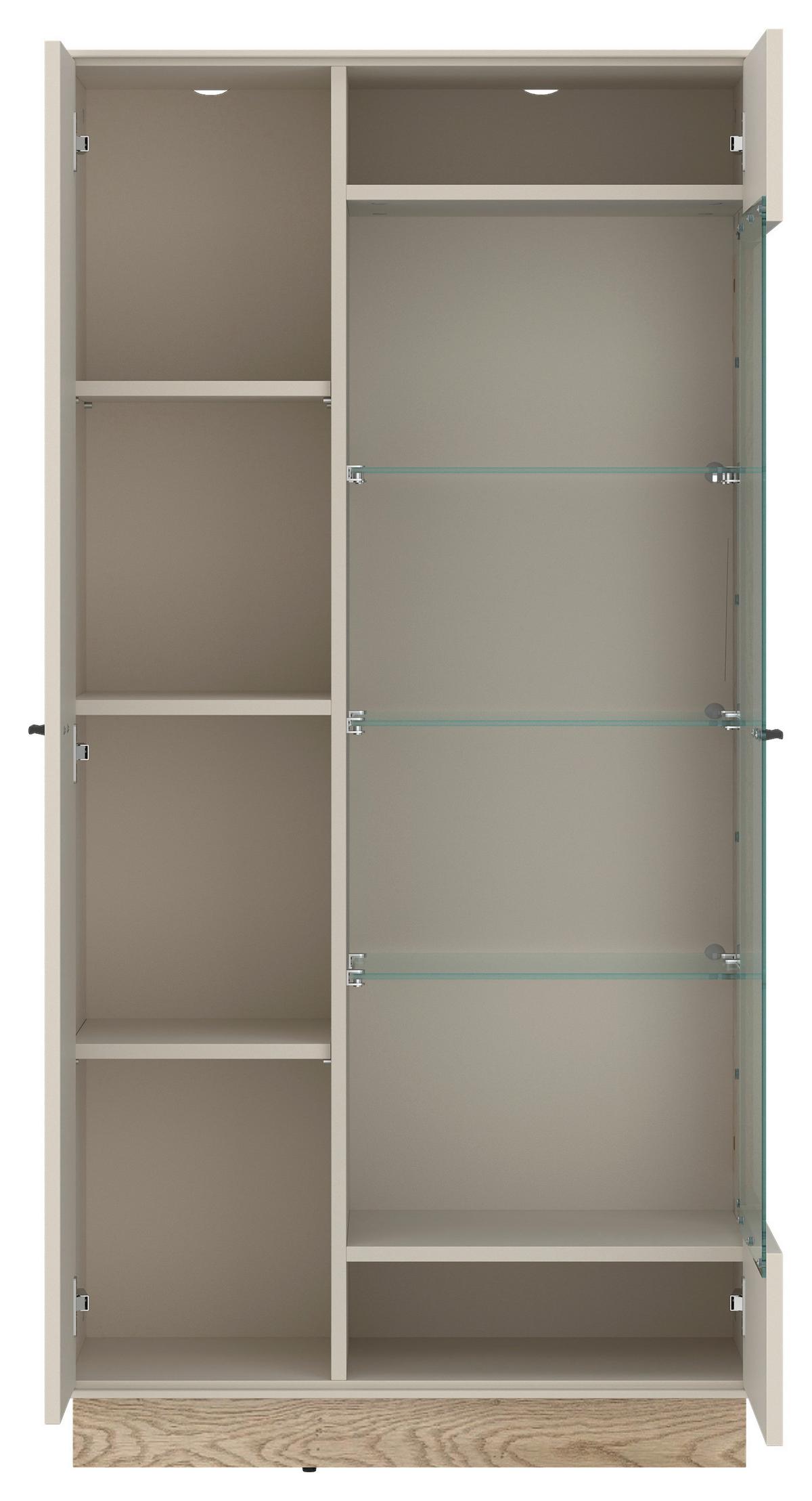Vitrine, Meolo, B: 75 Cm Kaschmir/eichefarben - Kaschmir/Eichefarben, MODERN, Glas/Holzwerkstoff (75/150/40cm)