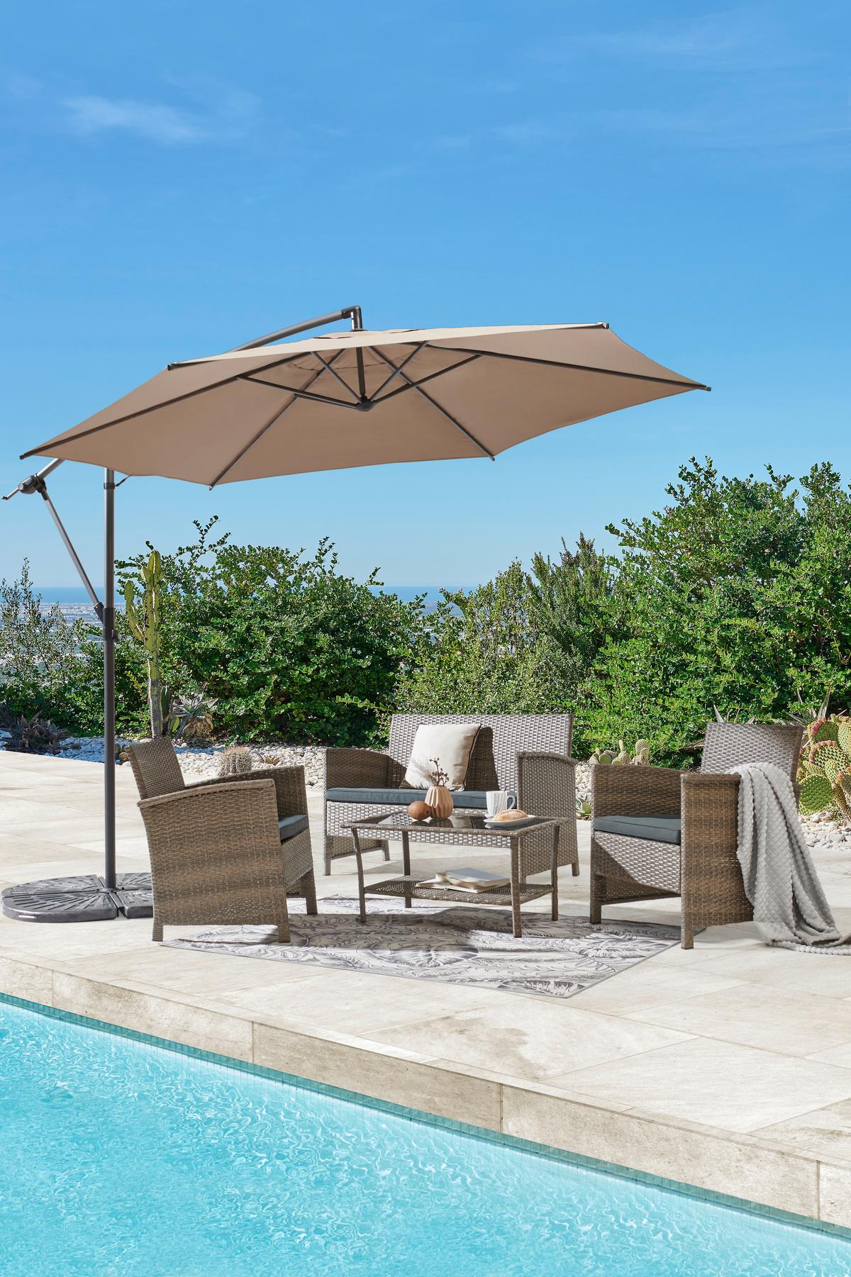 Ampelschirm Exellent Bht: 300x300x248 Cm Taupe - Taupe/Anthrazit, MODERN, Textil/Metall (300/300/248cm) - Beldano