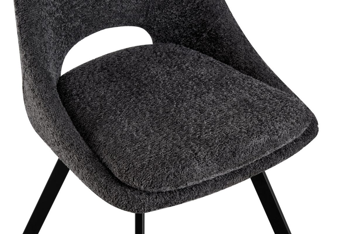 Esszimmerstuhl Cindy Dunkelgrau Echtholz Beine - Dunkelgrau/Schwarz, MODERN, Holz/Textil (46/85,5/58cm) - MID.YOU