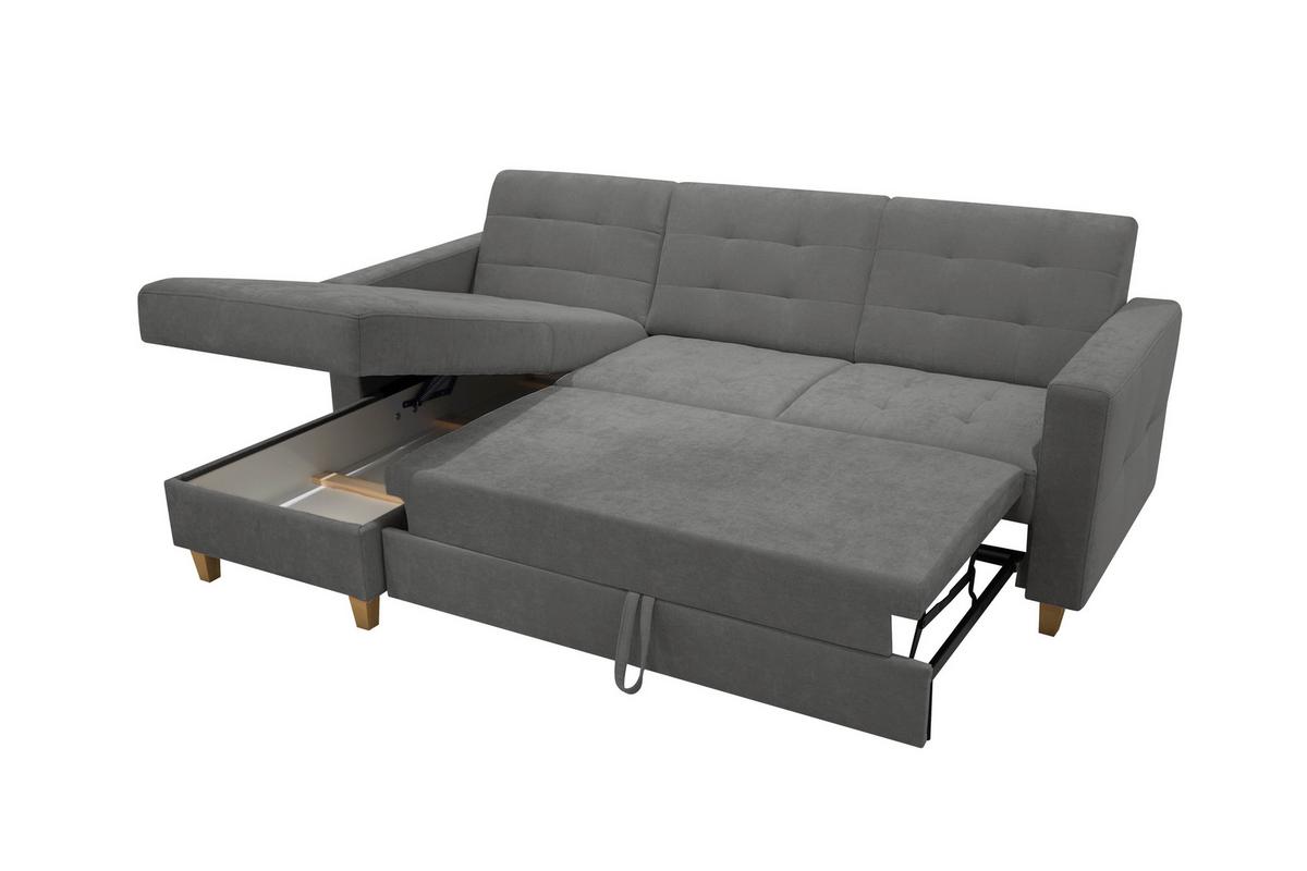 Rohová sedačka BJORN, oboustranná, šedohnědá žinylka - přírodní barvy/šedohnědá, Design, dřevo/textil (160/231cm) - Luca Bessoni