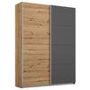 Schwebetürenschrank 136cm Subito, Graphitfarben/Eiche - Graphitfarben/Eiche Artisan, MODERN, Holzwerkstoff (136/197/61cm) - Rauch Möbel