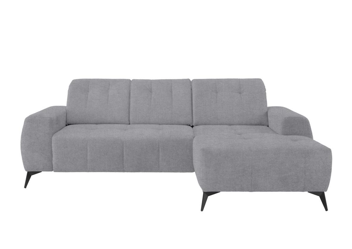 Ecksofa mit USB Anschluss Sano, Hellgrau, S: 258x180 cm - Hellgrau/Schwarz, MODERN, Textil (258/180cm) - Livetastic