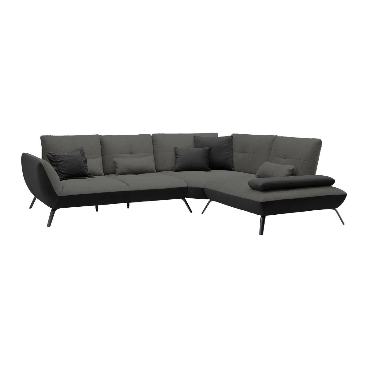 Rohová sedačka TRENDY, pravá, černá / antracitová - černá/antracitová, Moderní, kov/kompozitní dřevo (310/93/250cm) - Premium Living