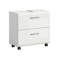 WASCHBECKENUNTERSCHRANK Ice Weiß/Weiß HG B: 60cm - Weiß Hochglanz/Schwarz, Trend, Holzwerkstoff (60/58/30cm) - MID.YOU