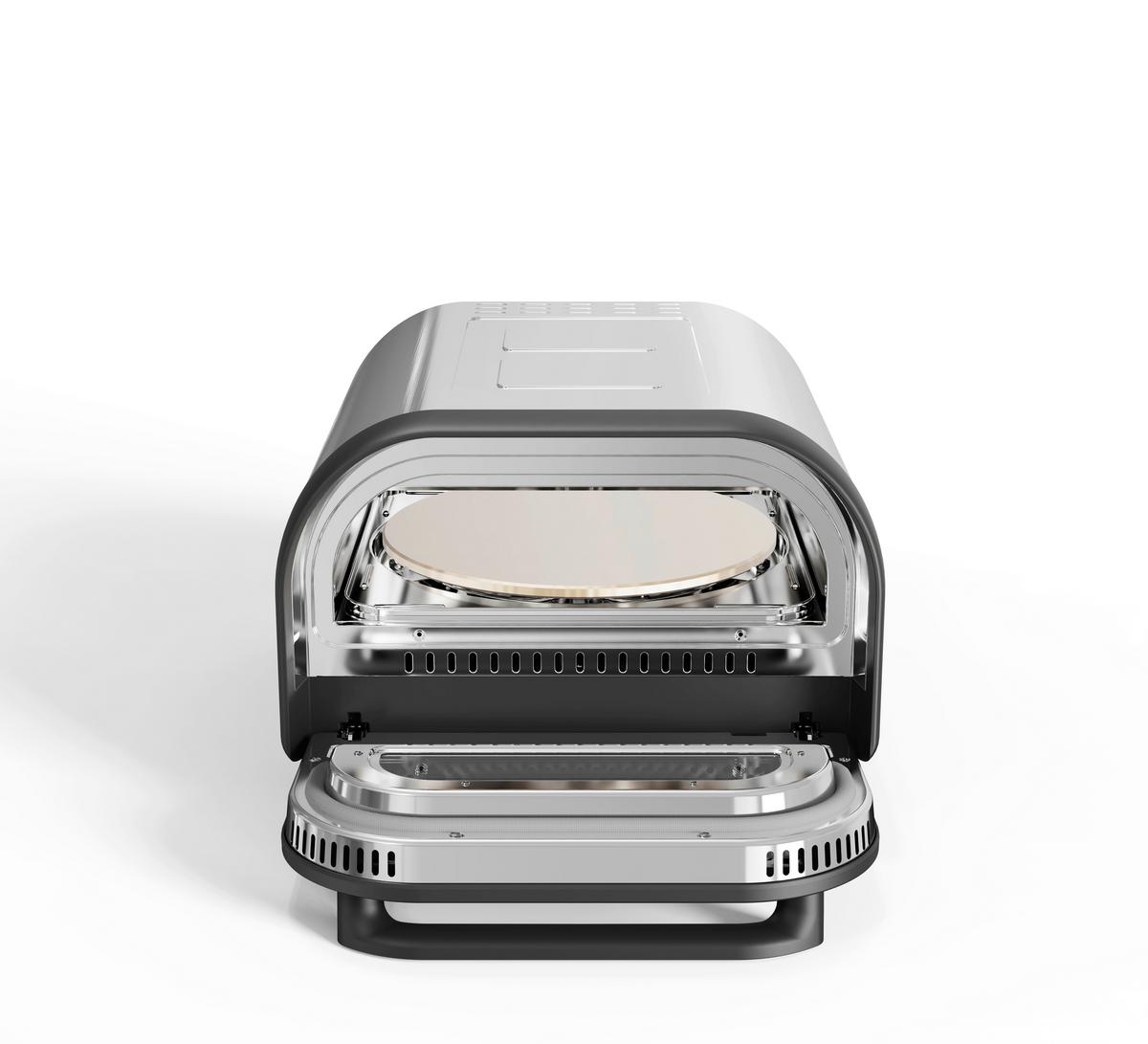 Pizzaofen inkl. Pizzaheber Pizzastein, Teigschneider - Edelstahlfarben, Basics, Metall (44,5/30,4/55,3cm) - Nabo