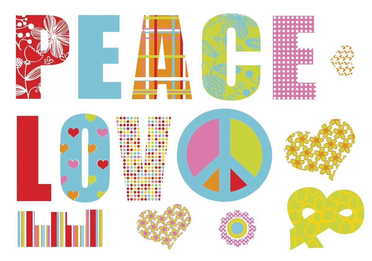 DEKOSTICKER Love And Peace - Multicolor, LIFESTYLE, Kunststoff (100/70cm) - Komar