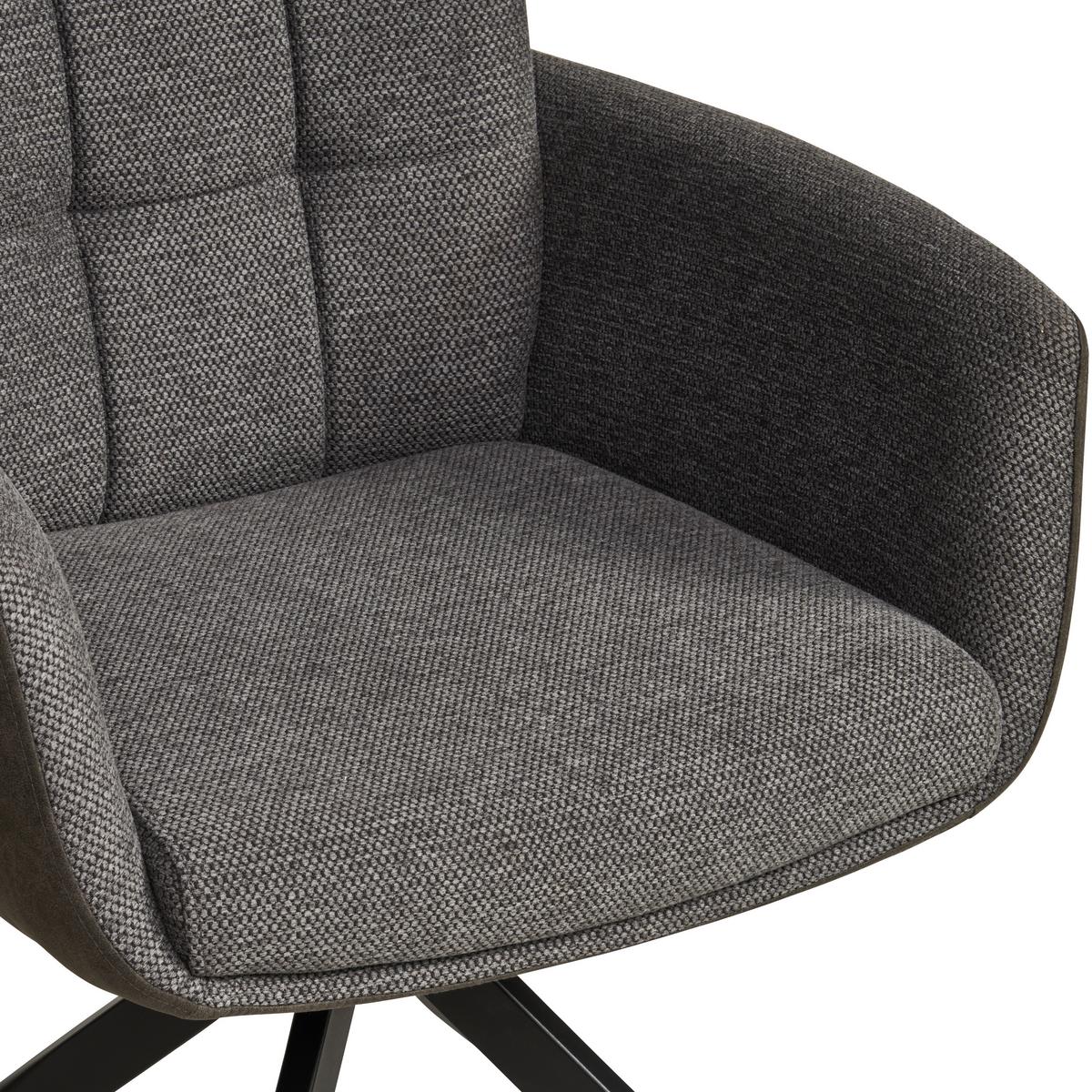 Armlehnstuhl Naim Grau B: 60 Cm, 180 ° Drehbar - Schwarz/Grau, KONVENTIONELL, Holz/Textil (60/93/66cm) - MID.YOU