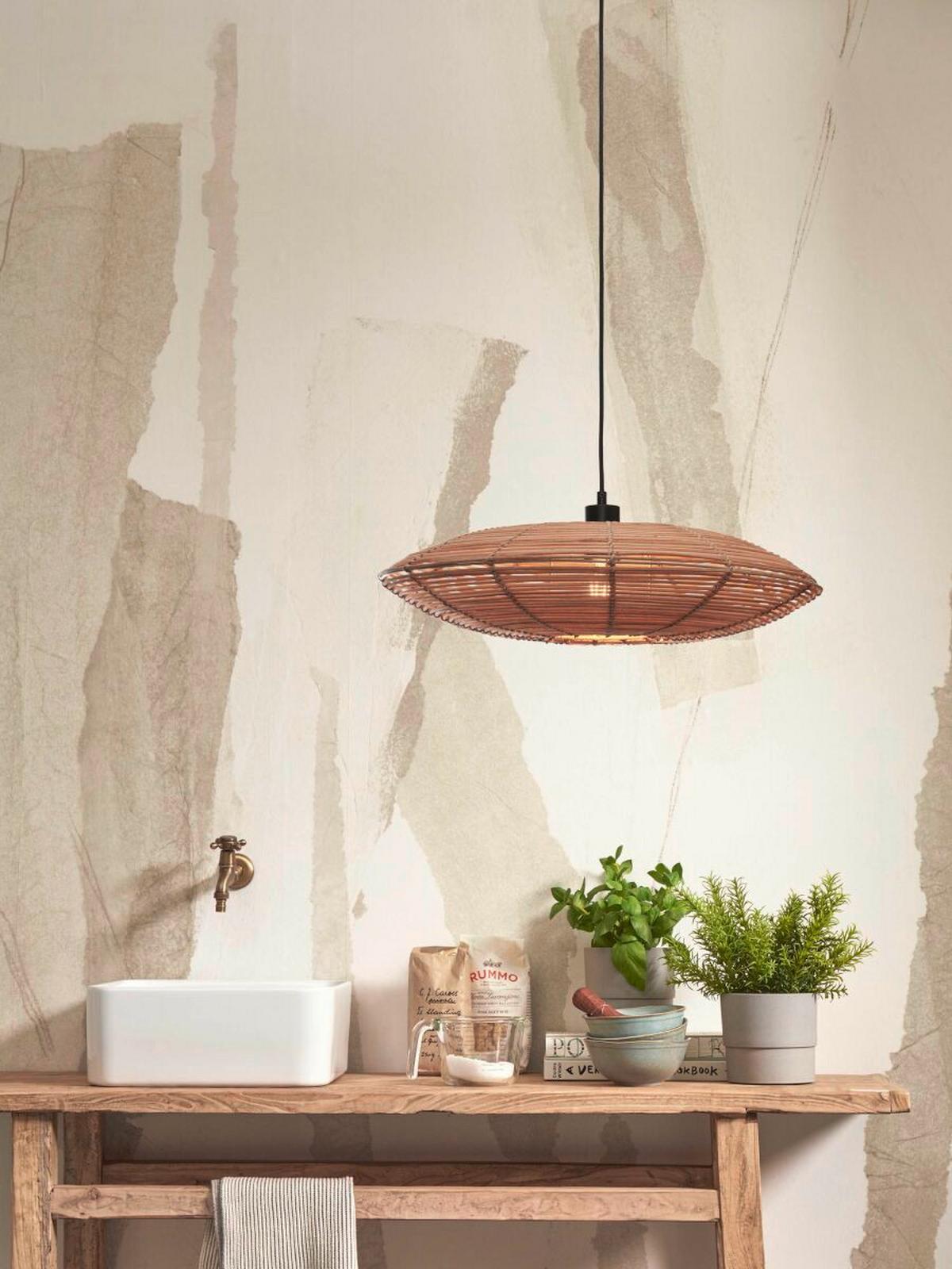 Hängeleuchte Tanami/H/5514/N - Naturfarben, Trend, Holz (55/55/14cm) - Good & Mojo