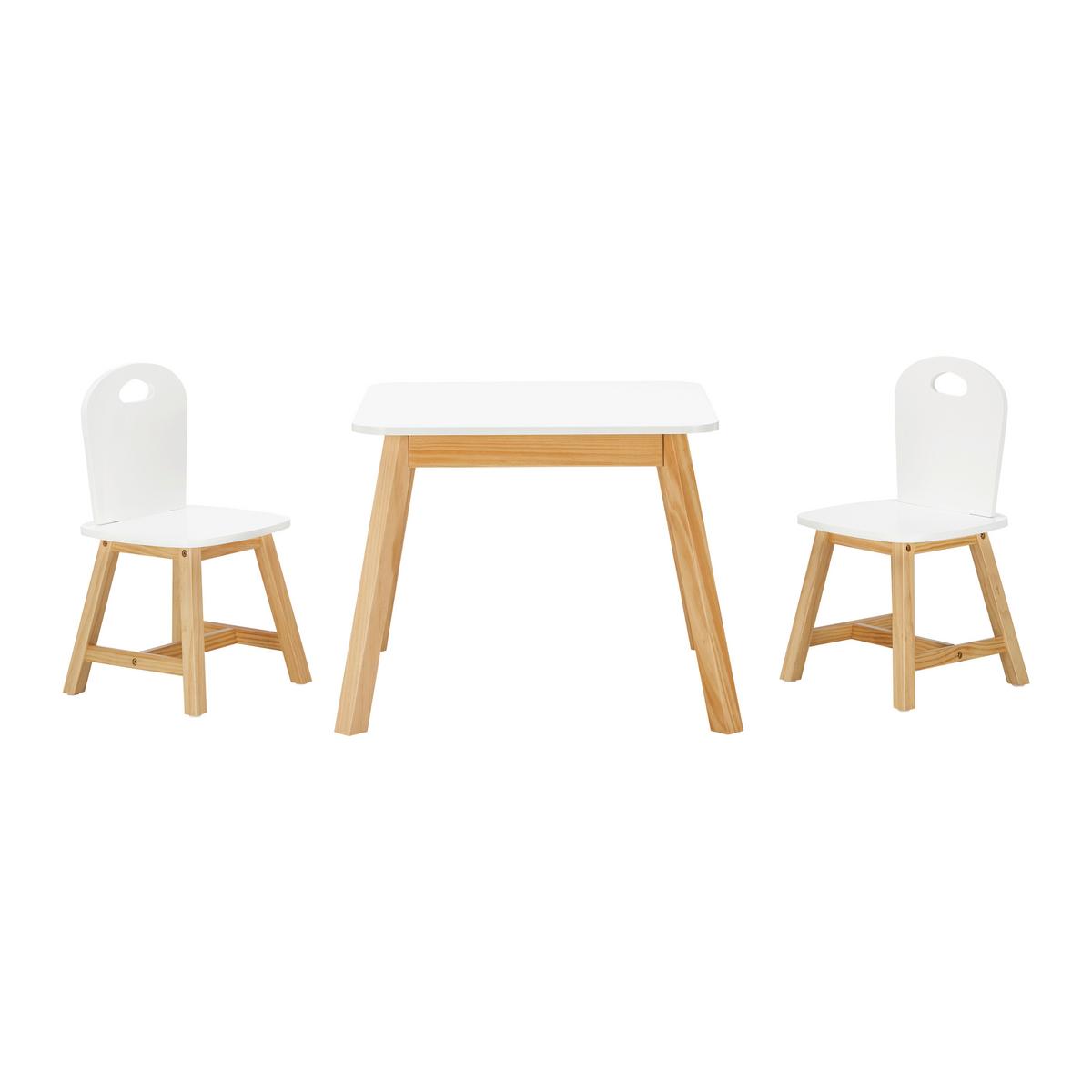 Dětská sedací souprava PINO bílá - bílá/barvy borovice, Moderní, dřevo (55/45/55cm) - Bessagi Kids
