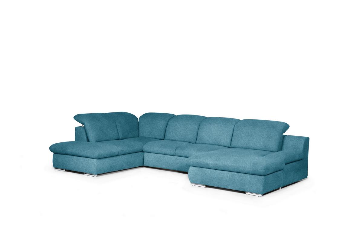 Wohnlandschaft Isona Blau Chenille - Chromfarben/Blau, Design, Textil (212/353/165cm) - Livetastic