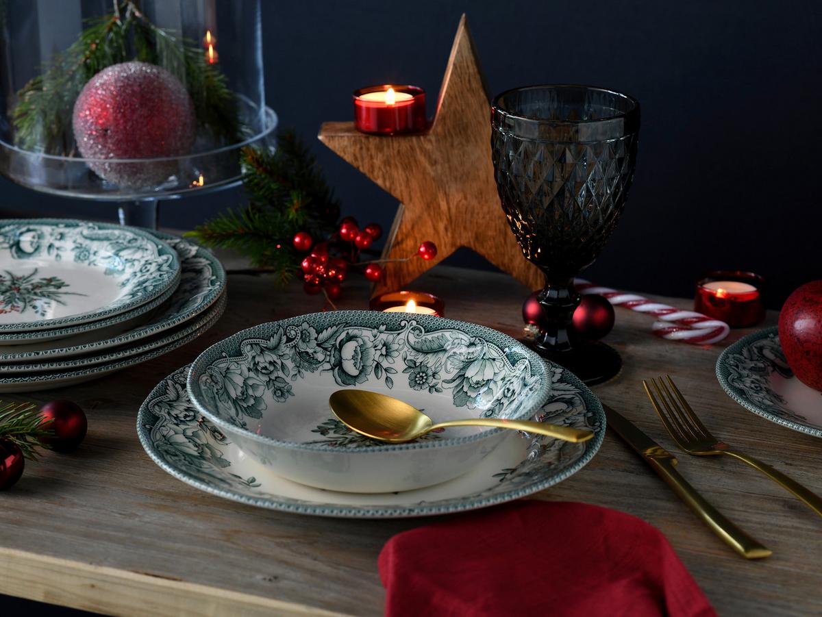 Tafelservice Weihnachten 12-Tlg., Grün - Grün, Basics, Keramik - Creatable