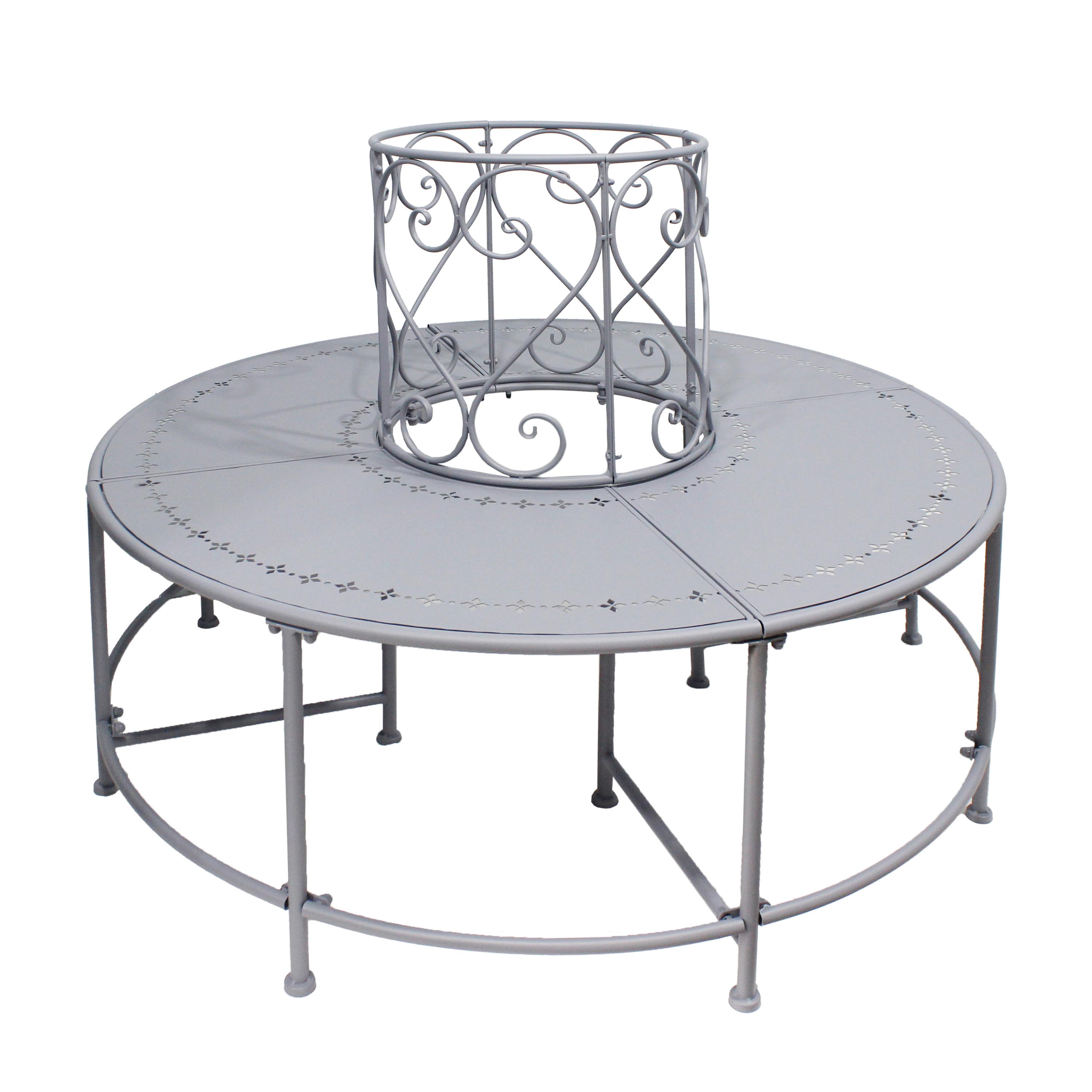 Baumbank Metallbank Rund Mf077 - Blaugrau, Design, Metall (123/123/90cm)