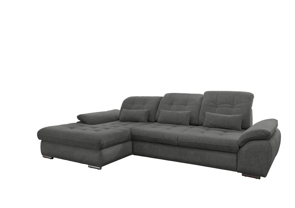 Ecksofa Mit Bettkasten Rigatti Graubraun S: 184x314cm - Chromfarben/Graubraun, MODERN, Textil (184/314cm) - Livetastic