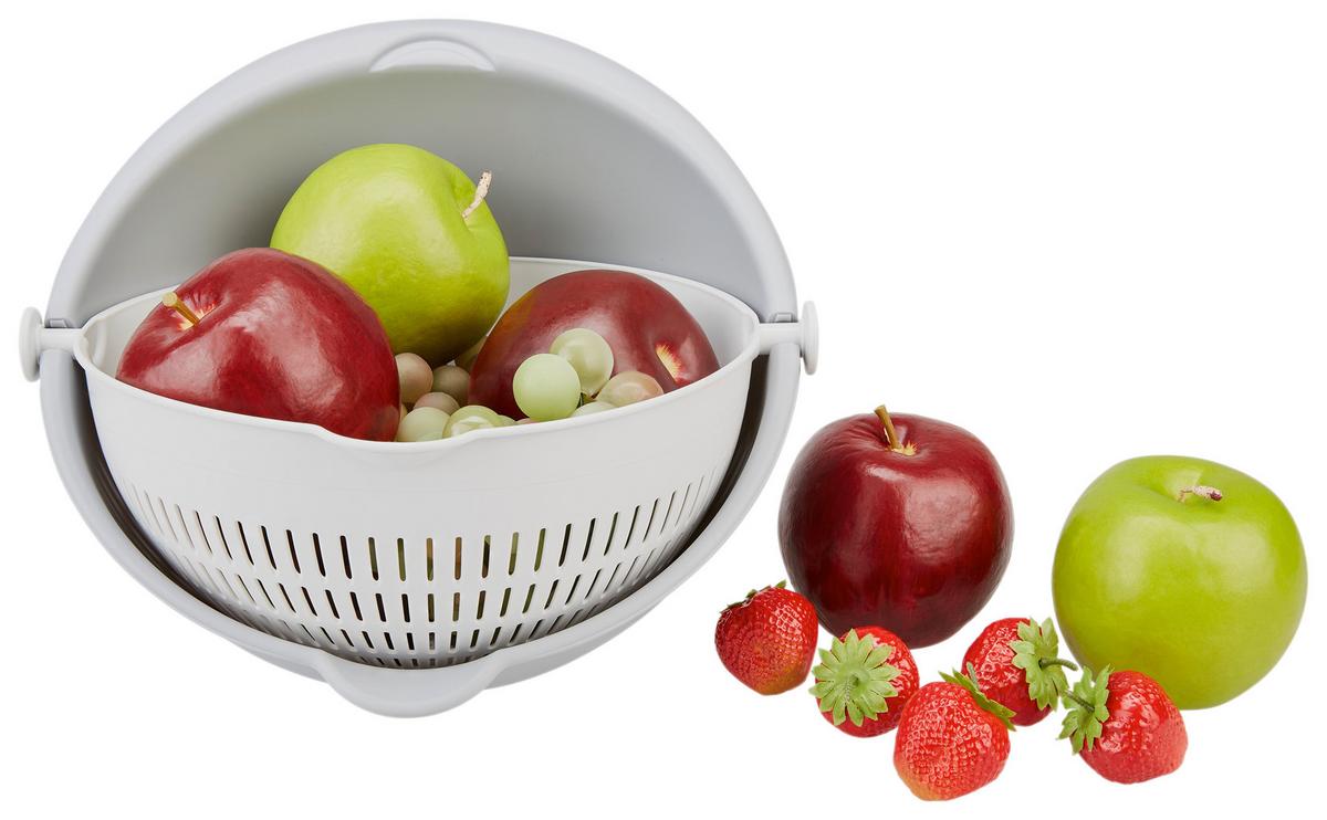 Küchensieb Canay DxH: 27x12,9 cm aus Kunststoff, Wendbar - Weiß/Grau, MODERN, Kunststoff (27/12,9cm) - Luca Bessoni