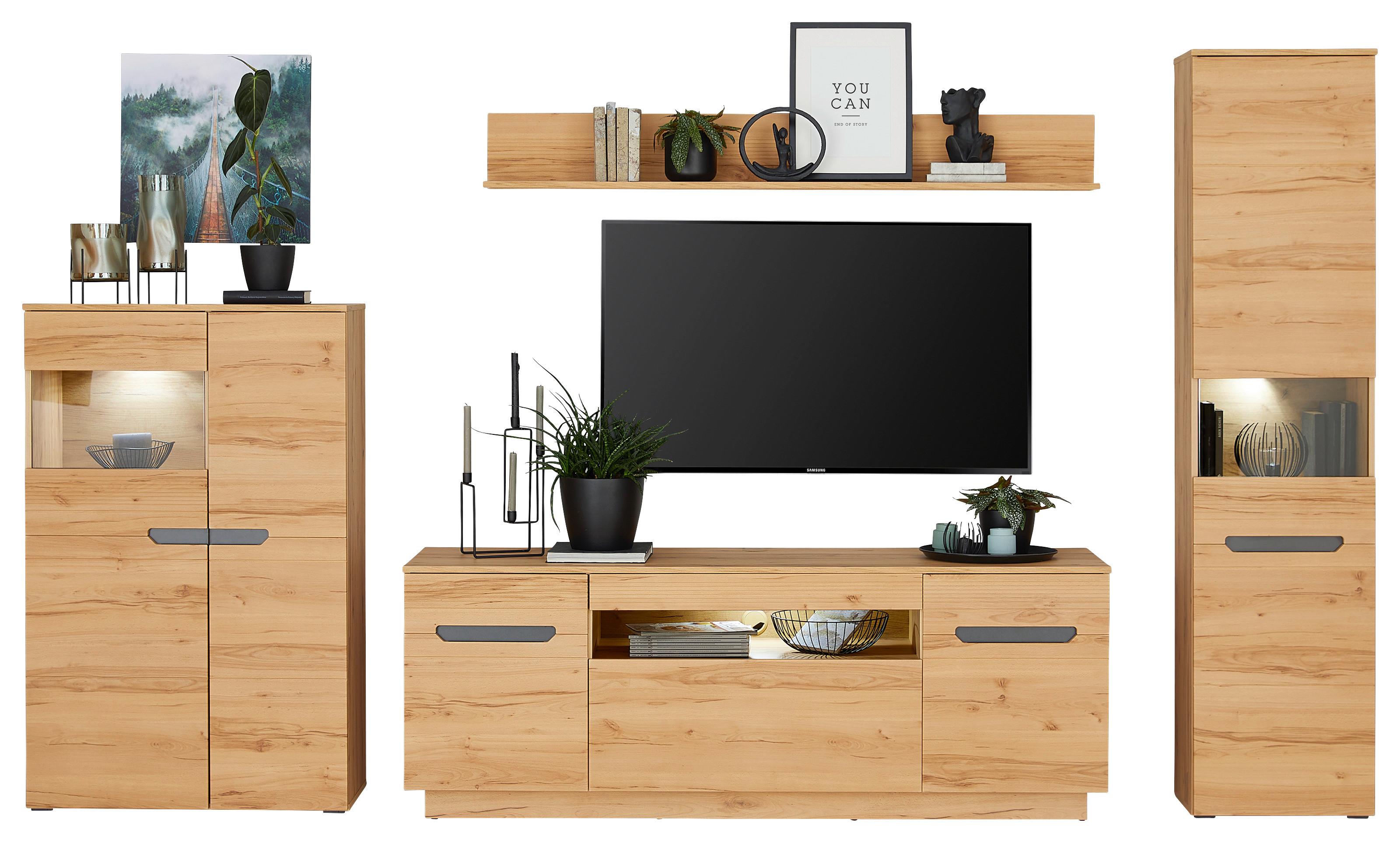 Stapelprogramm Alana - Schwarz, MODERN, Glas/Holzwerkstoff (270,4/195,4/64,9cm)