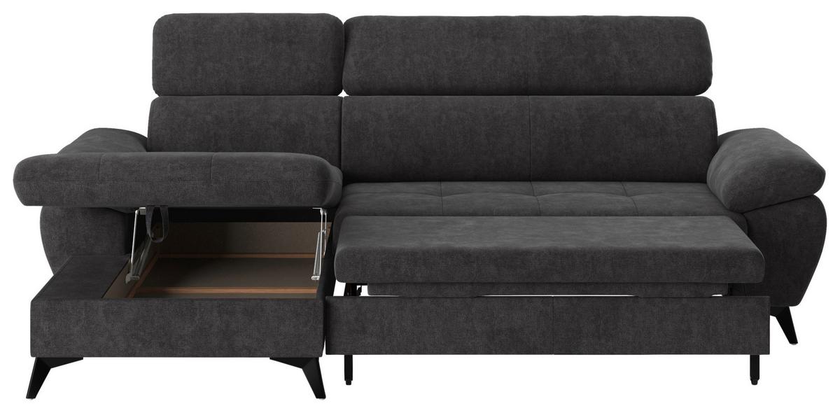 Ecksofa mit Bettkasten Hudson 100x261 cm Dunkelgrau - Schlammfarben/Dunkelgrau, Textil (166/261cm) - MID.YOU