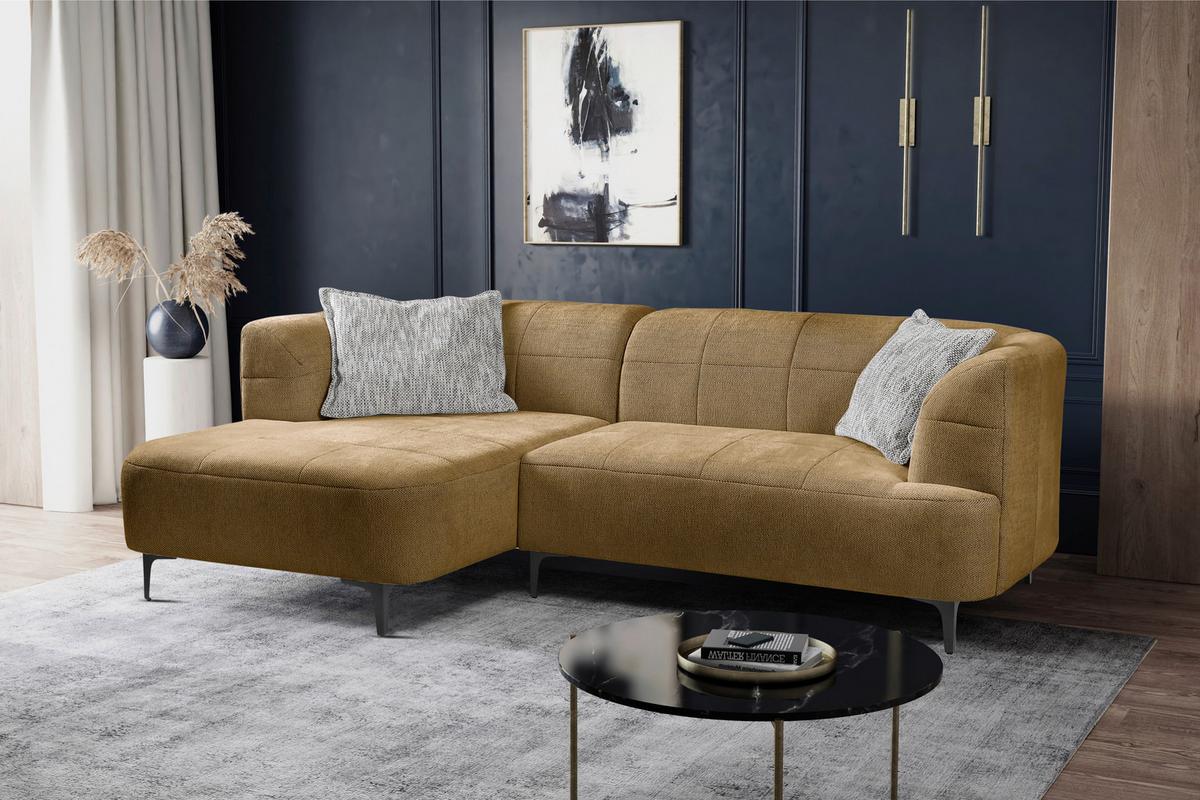 Ecksofa Lou Goldfarben/Schwarz, 158 cm - Goldfarben/Schwarz, Design, Textil (158/247cm) - MID.YOU