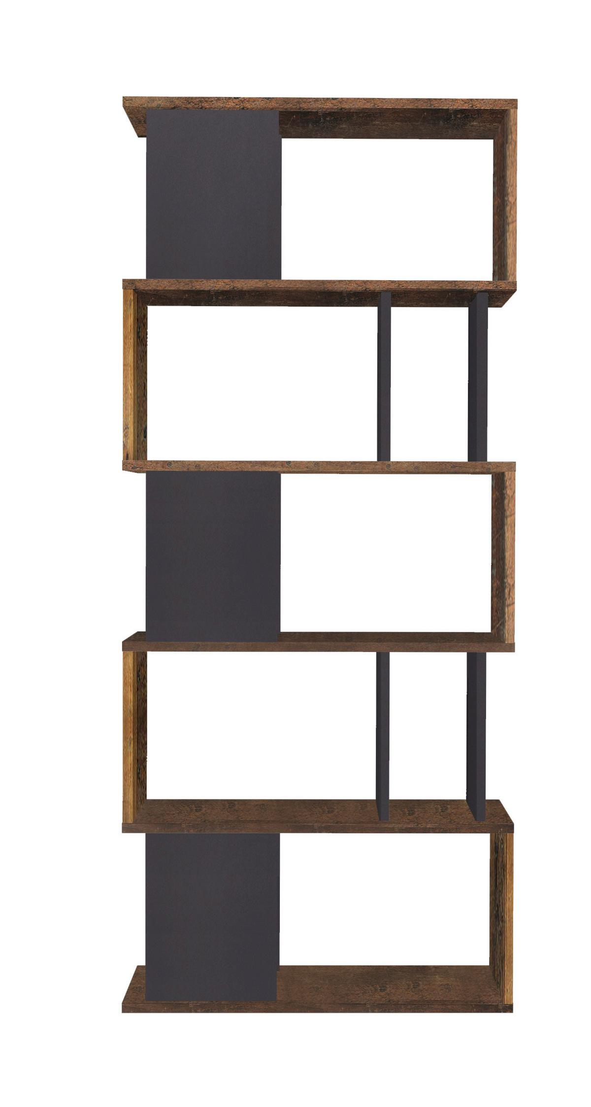 REGÁL LEGO - starobylý dub/antracitová, Modern, kompozitné drevo (80/175,3/33cm)
