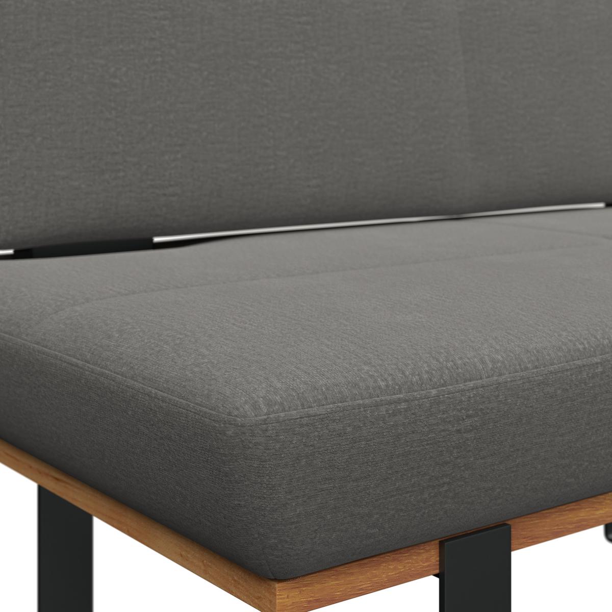 Sitzbank Tristan Webstoff grau, B: 130cm - Schwarz/Grau, MODERN, Holz/Textil (130/48/90cm) - James Wood