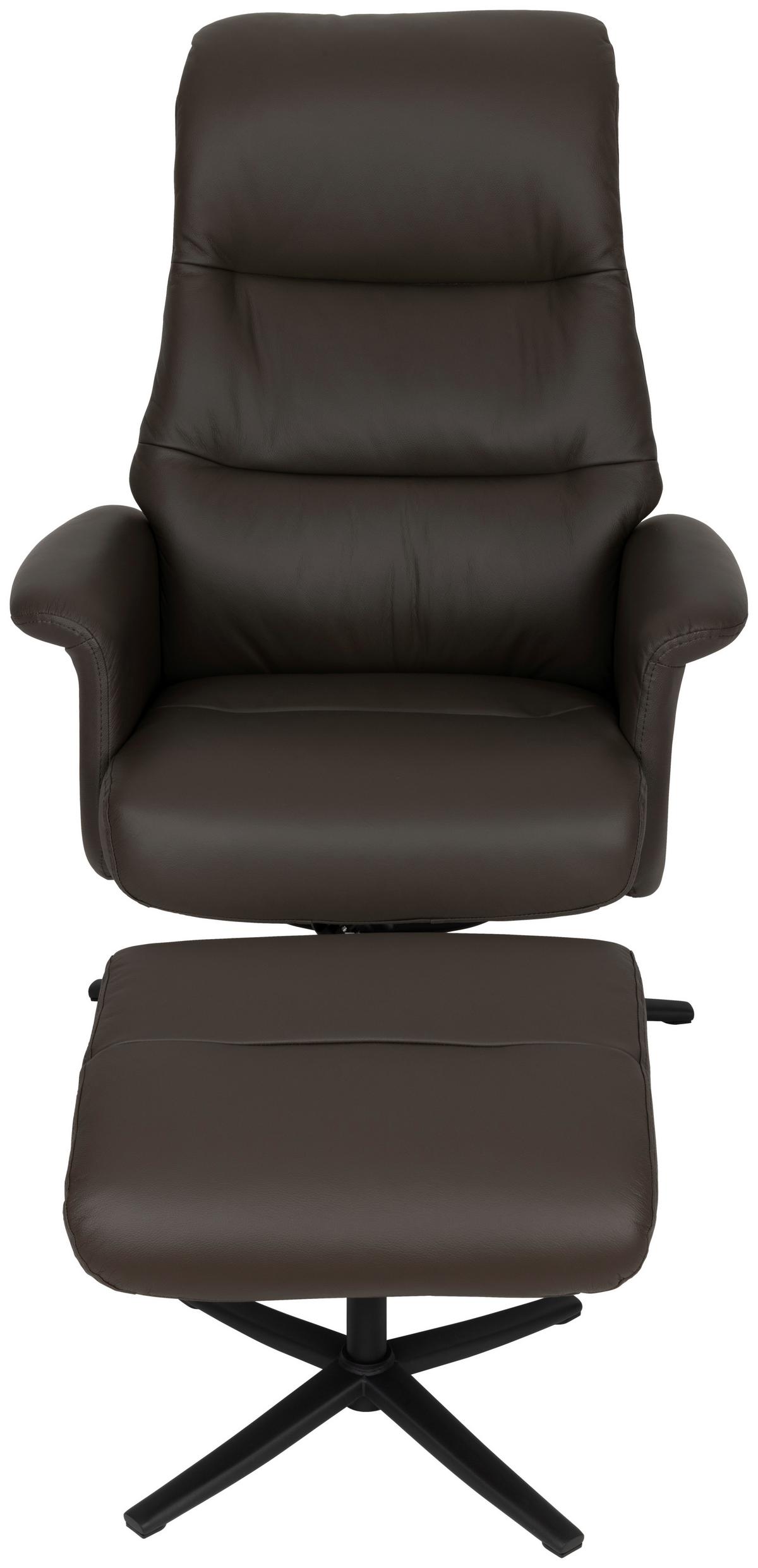 Relaxsesselset Repose Braun B: 76 Cm - Schwarz/Braun, Design, Leder/Textil (76/107/79cm) - Livetastic
