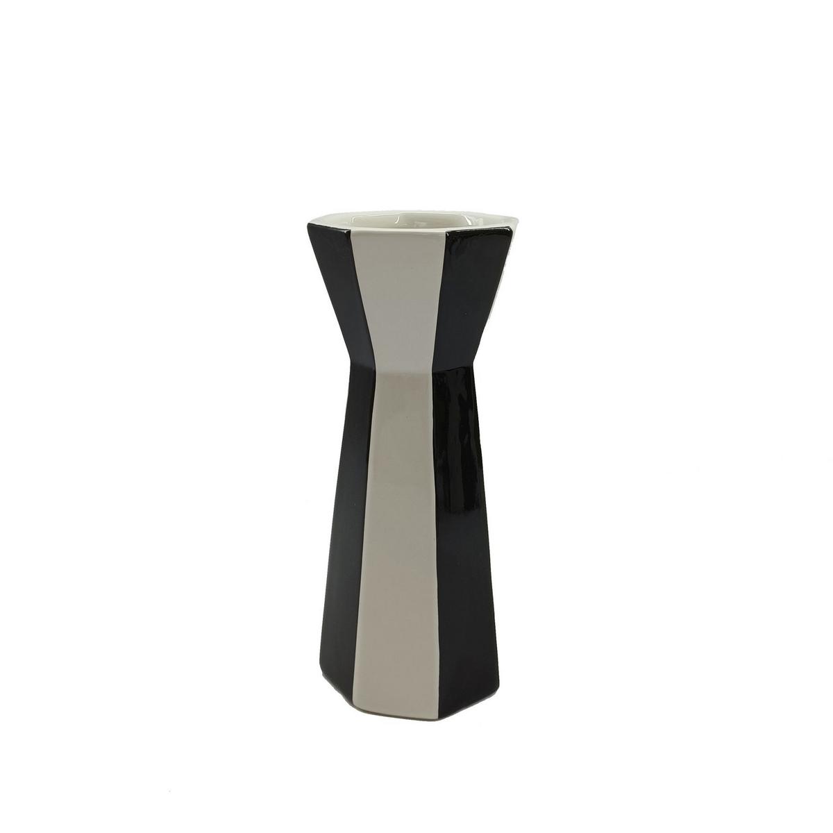 Dekovase Oliver - Schwarz/Weiß, KONVENTIONELL, Keramik (8/18,5cm) - Luca Bessoni