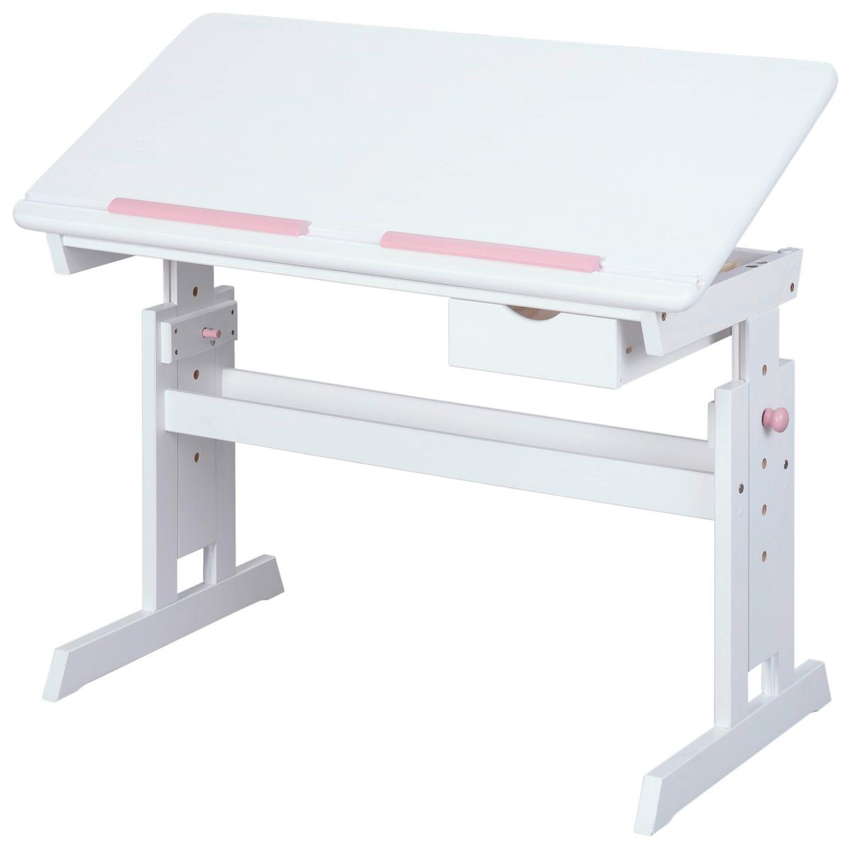 Jugendschreibtisch Mit Lade B 109 Cm H 63-96cm Baru, Weiß - Blau/Rosa, Basics, Holz/Holzwerkstoff (109/55/63-96cm) - MID.YOU