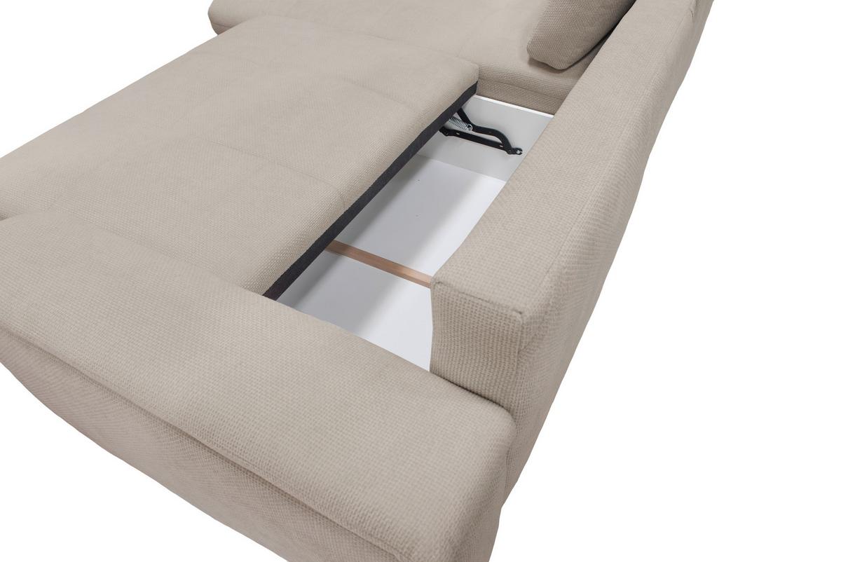 Ecksofa Casa Grande,sandfarben Schenkel: 178x268 cm - Sandfarben/Silberfarben, Design, Textil (178/268cm) - Livetastic