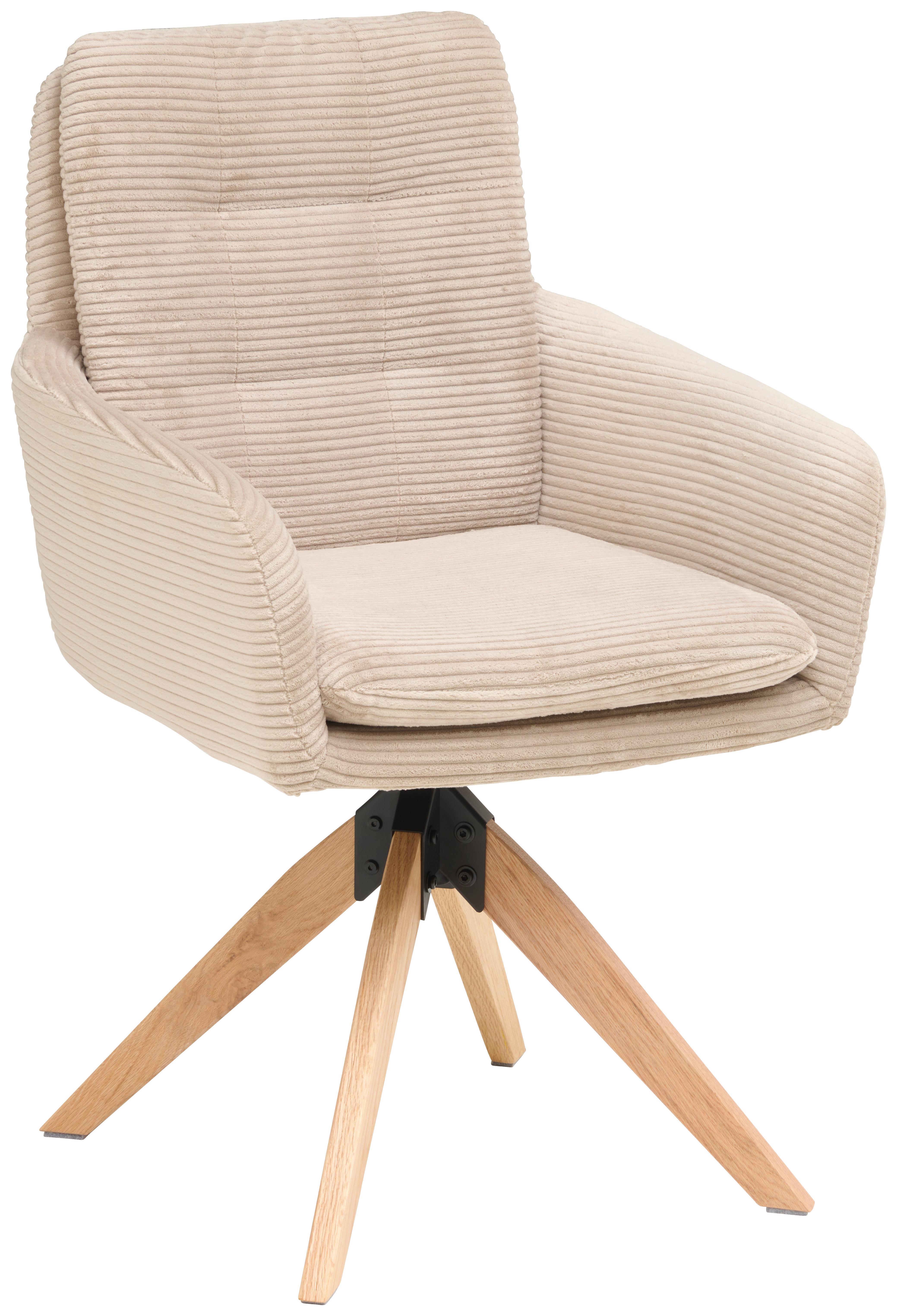 Armlehnstuhl Matti Taupe, Sitzfläche 360° Drehbar - Taupe/Naturfarben, KONVENTIONELL, Holz/Textil (60/93/65,5cm) - Livetastic