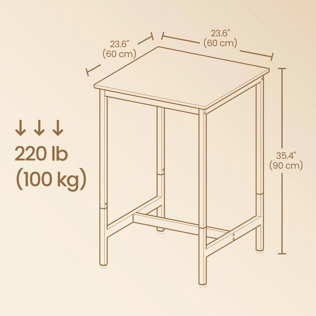 Bartisch Greige/schwarz B: 60 Cm - Greige/Schwarz, MODERN, Holzwerkstoff/Metall (60/90/60cm) - MID.YOU