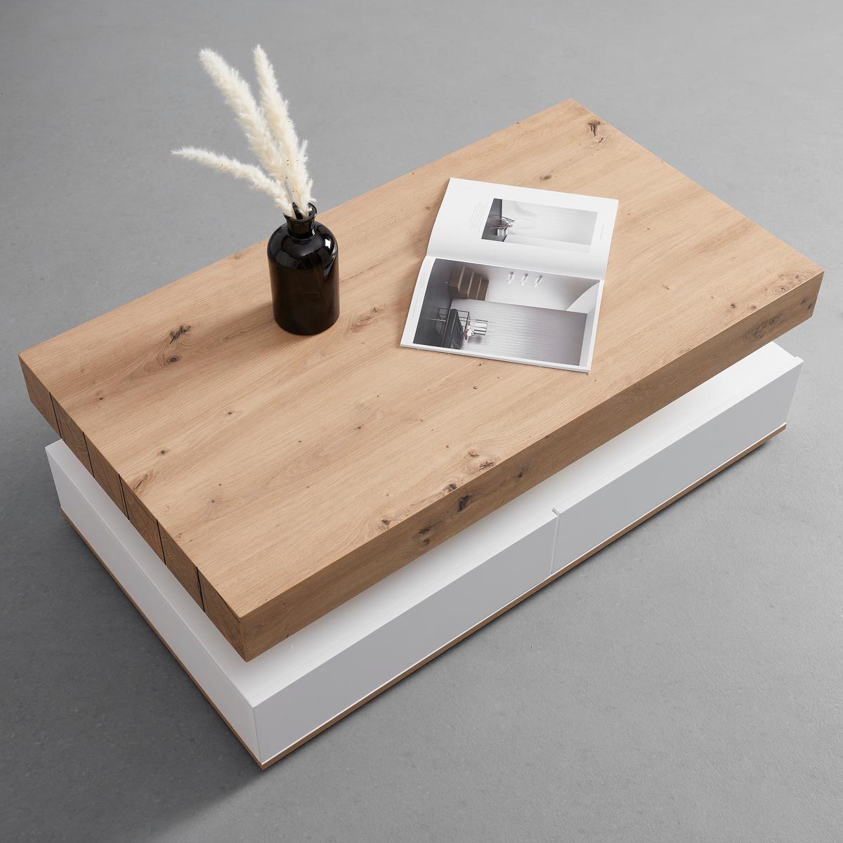 Konferenčný stolík CARA - biela/farba duba, Modern (110/60/38cm) - Bessagi Home