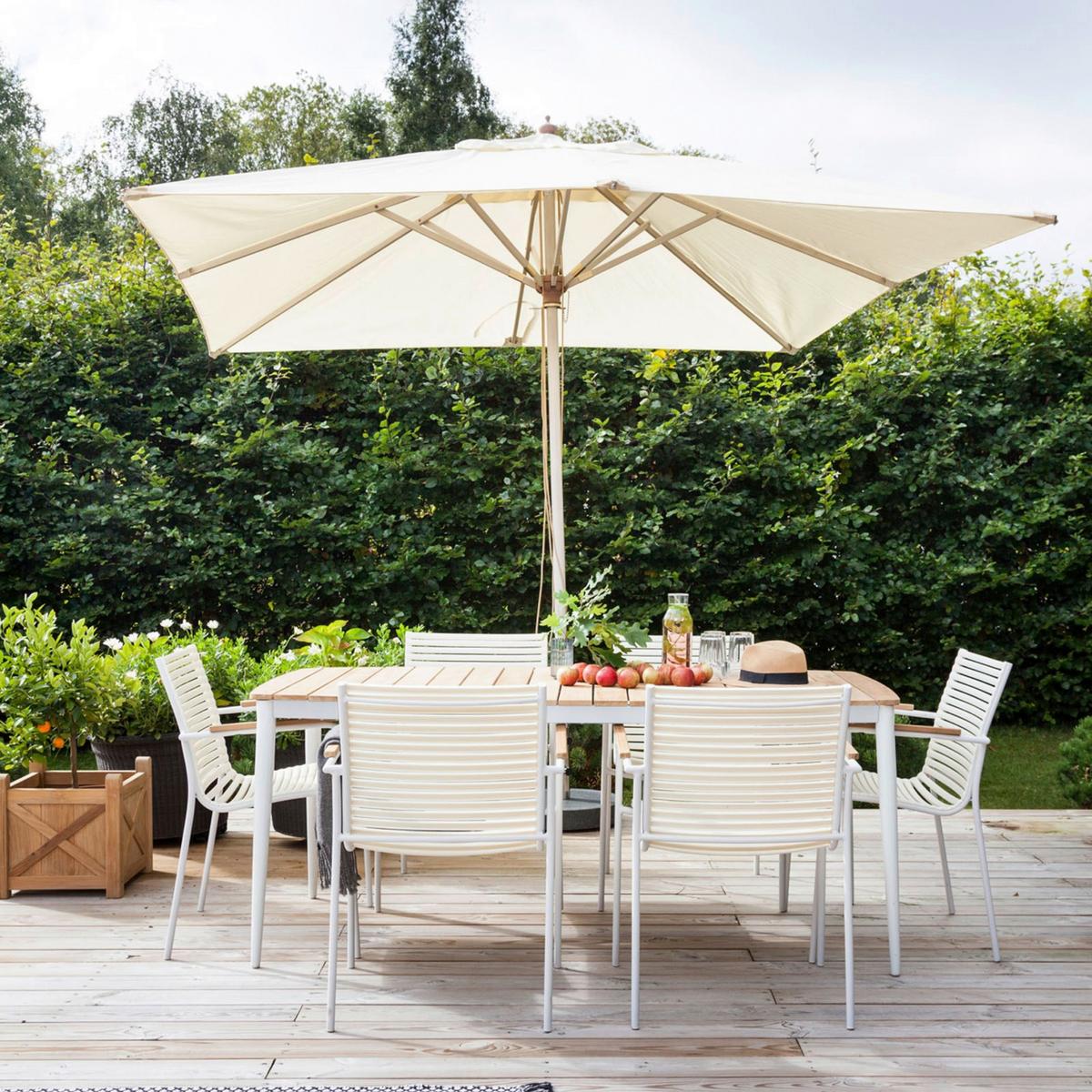 Gartensessel Stapelbar Mood Mood - Weiß/Teakfarben, Natur, Holz/Kunststoff (60/84/56cm) - Gardenson